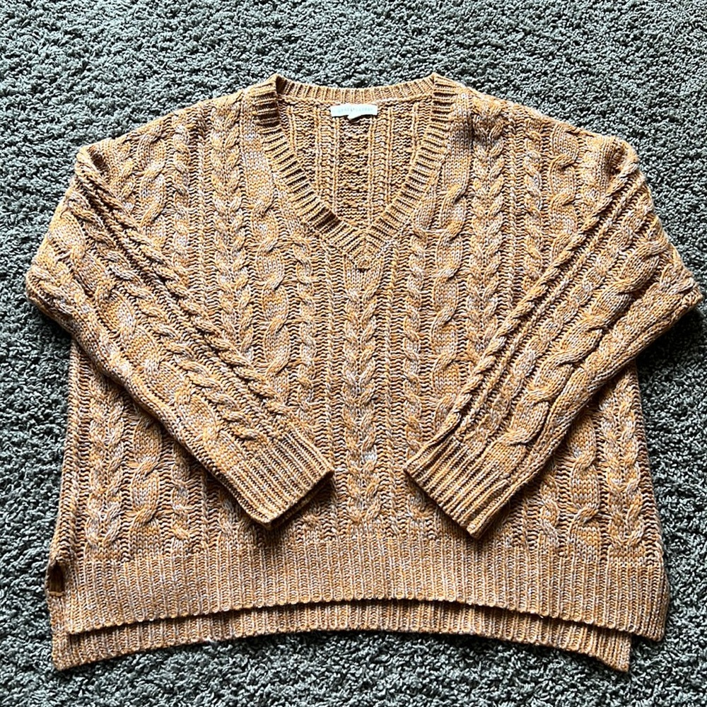 Soft, oversized cable knit sweater